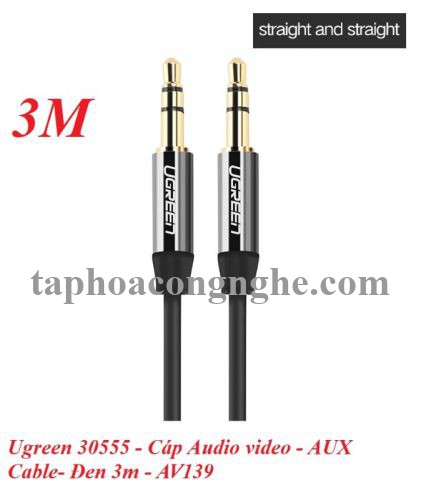 Ugreen 30555 3M màu Đen Cáp âm thanh 2 đầu 3.5mm dương mạ vàng AV139 30030555